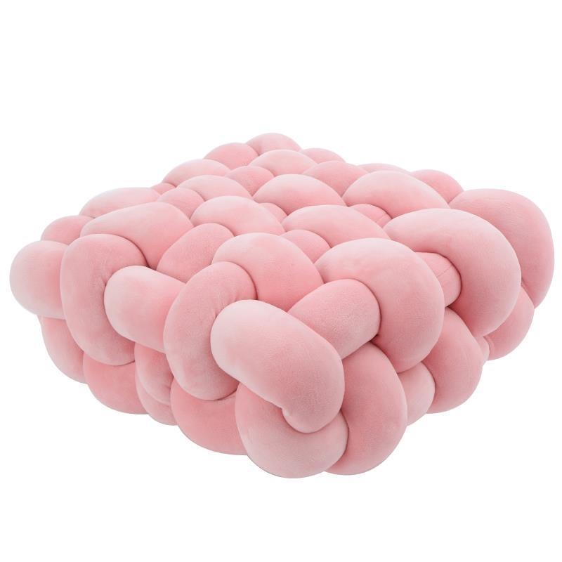 Knoten Handgefertigtes Kissen Kuschelspielzeug Quadratisches Kissen Nordische Ästhetik Plüschkissen Bürostuhl Bodenkissen Plüschkissen Rücken zum Schlafen 40X40X12cm rosa