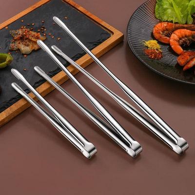 Neue Edelstahl-Grillzange, Kochutensilien zum Grillen, Backen, silberfarbenes Küchenzubehör, Campingzubehör