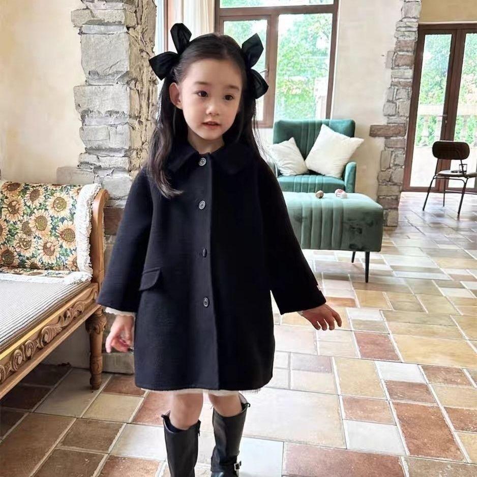 Girls` Double-Faced Cashmere Coat for Spring