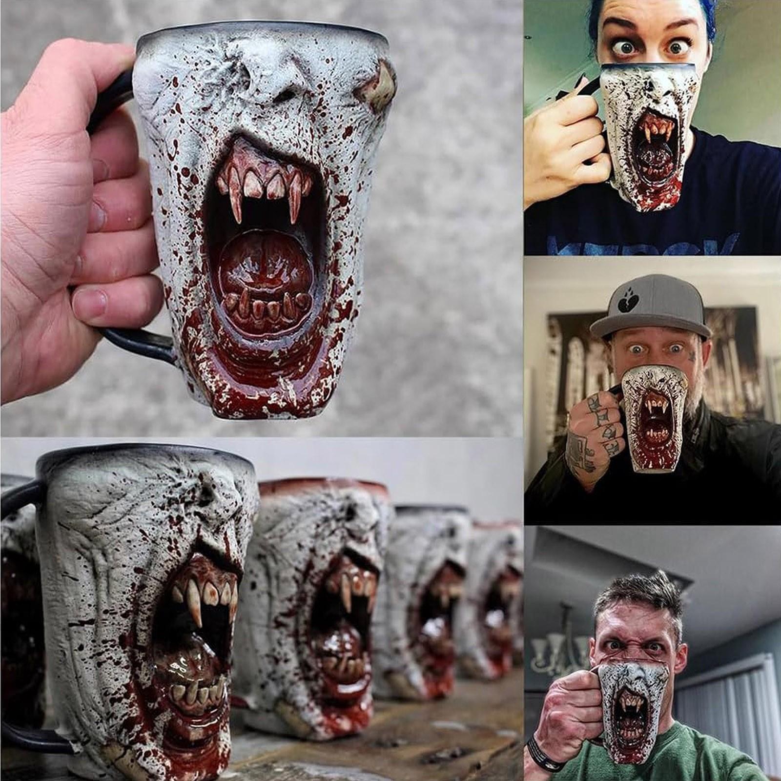 

Готическая кружка с половиной лица Кружка с лицом ужаса One Size белый