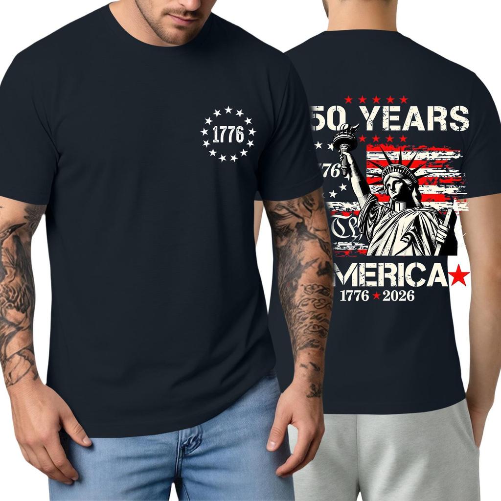 Men's Short-sleeved Fashionable Casual Everyday Trendy Letter Print Short-sleeved Shirt