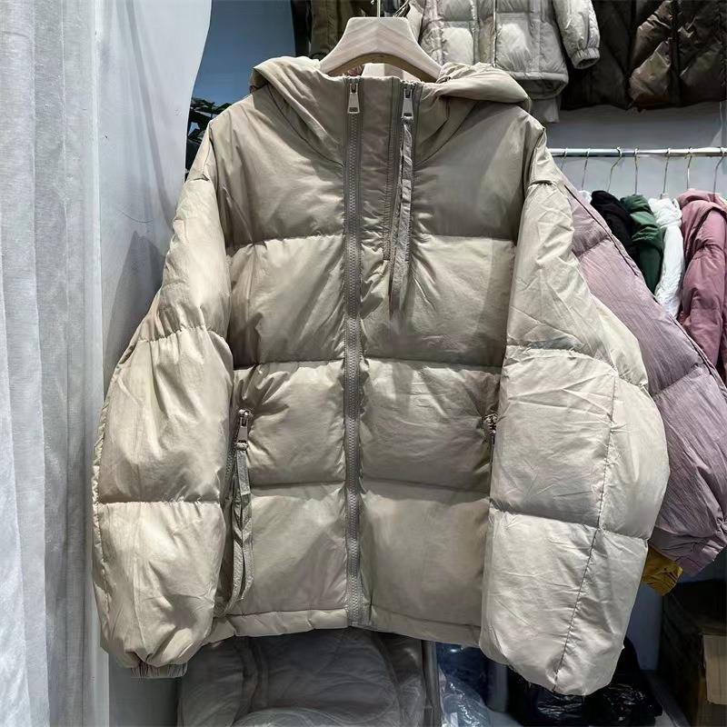 Year retro literary white duck down bread jacket hooded down jacket women's short thickened loose winter coat tide