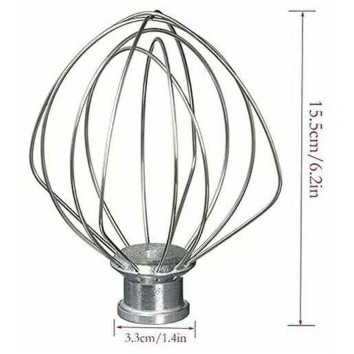 Fouet à tige - AIMOONSA - Compatible KSM15/K45/KSM90 - Fil acier inoxydable - Pour KitchenAid - Lavable