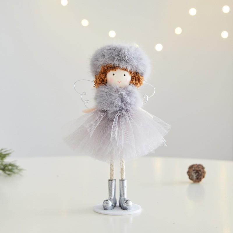 Christmas Angel Girl Doll Ornament With Tulle Skirt Tree Decoration Festive Hanging Decor Gift