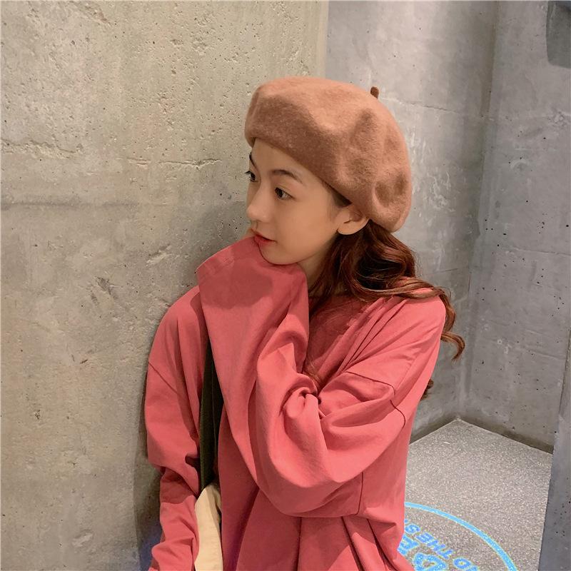 Spring and Autumn Women's Loose Solid Colour Long Sleeve Plus Size Tops