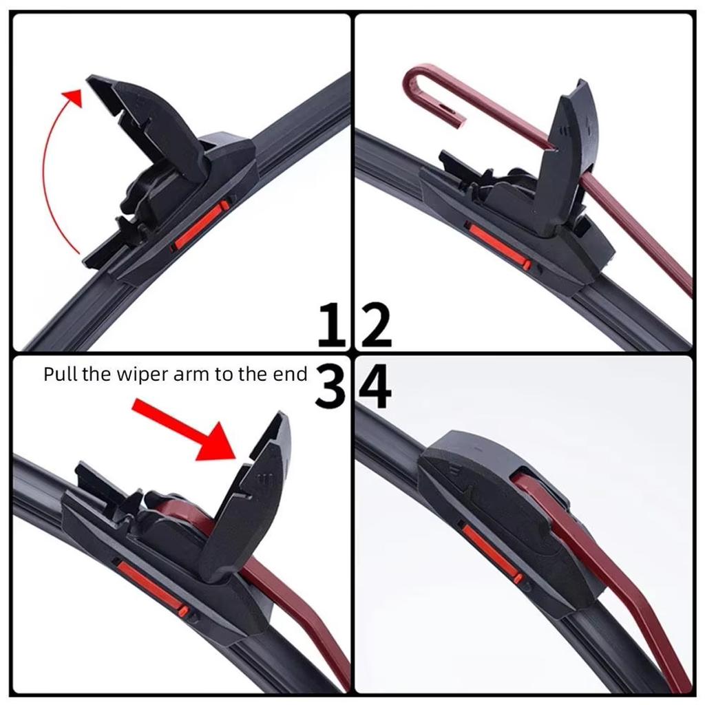 J/U Hook General Purpose Car Wiper Silent Car Front Windshield Wiper Soft Double Rubber Strip Windshield Wiper 18"20"22"24"26"