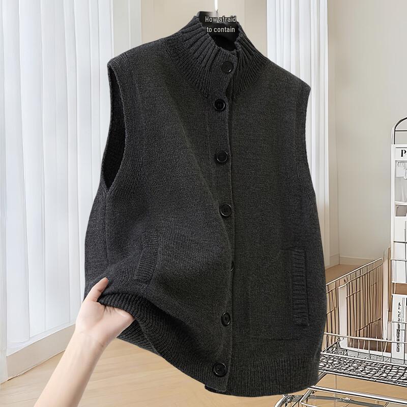 

Женский вязаный жилет с высоким воротом и свободного кроя One Size