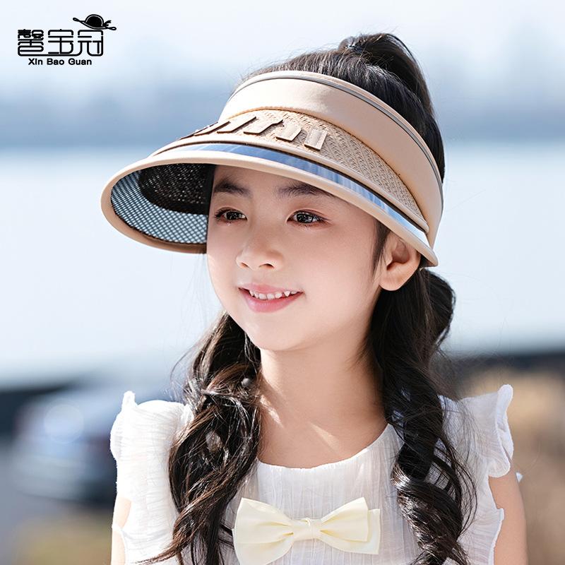 1130 Children's Hats Summer Boys and Girls Outdoor Sunscreen Hats Fashion Letters Big Brim Sunshade Empty Top Hats