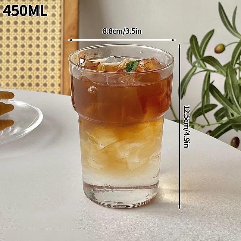 Glass Cup 500ML Heat-resistant Tumbler Drinkware Transparent Tea Juice Milk Coffee Mug Home Water Glasses Stripe Mug Gifts