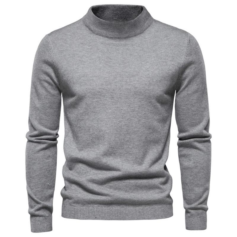 3XL Men's Tight Fitting Sweater with A High Collar for Autumn Winter In Several Colors