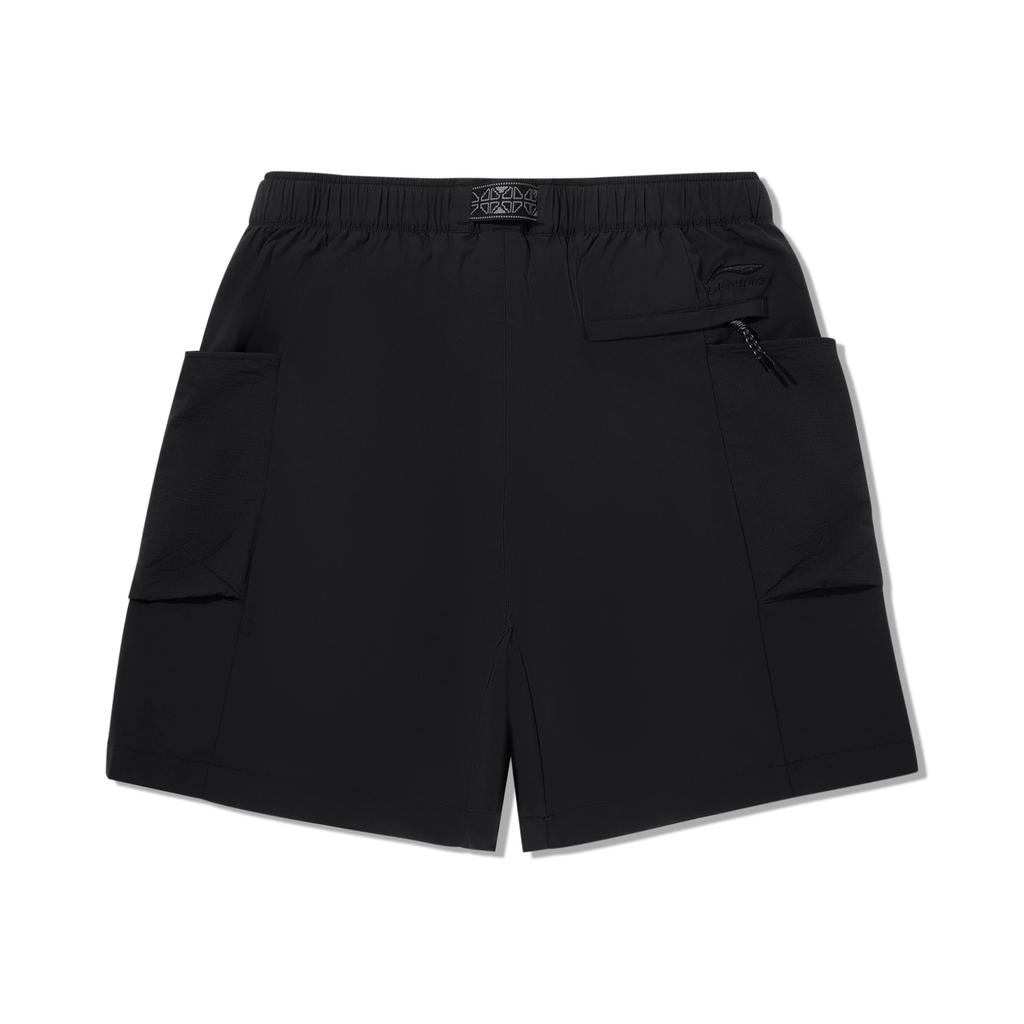 Li-Ning Plain Mid-Rise Breathable Versatile Straight-Leg Sports Shorts Men Shorts Black AKSV511-3
