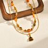 Luxury Natural Stone Pendant Maillard Beads Necklace for Women Caramel Temperament Neck Chain Charm Party Winter Jewelry Gift