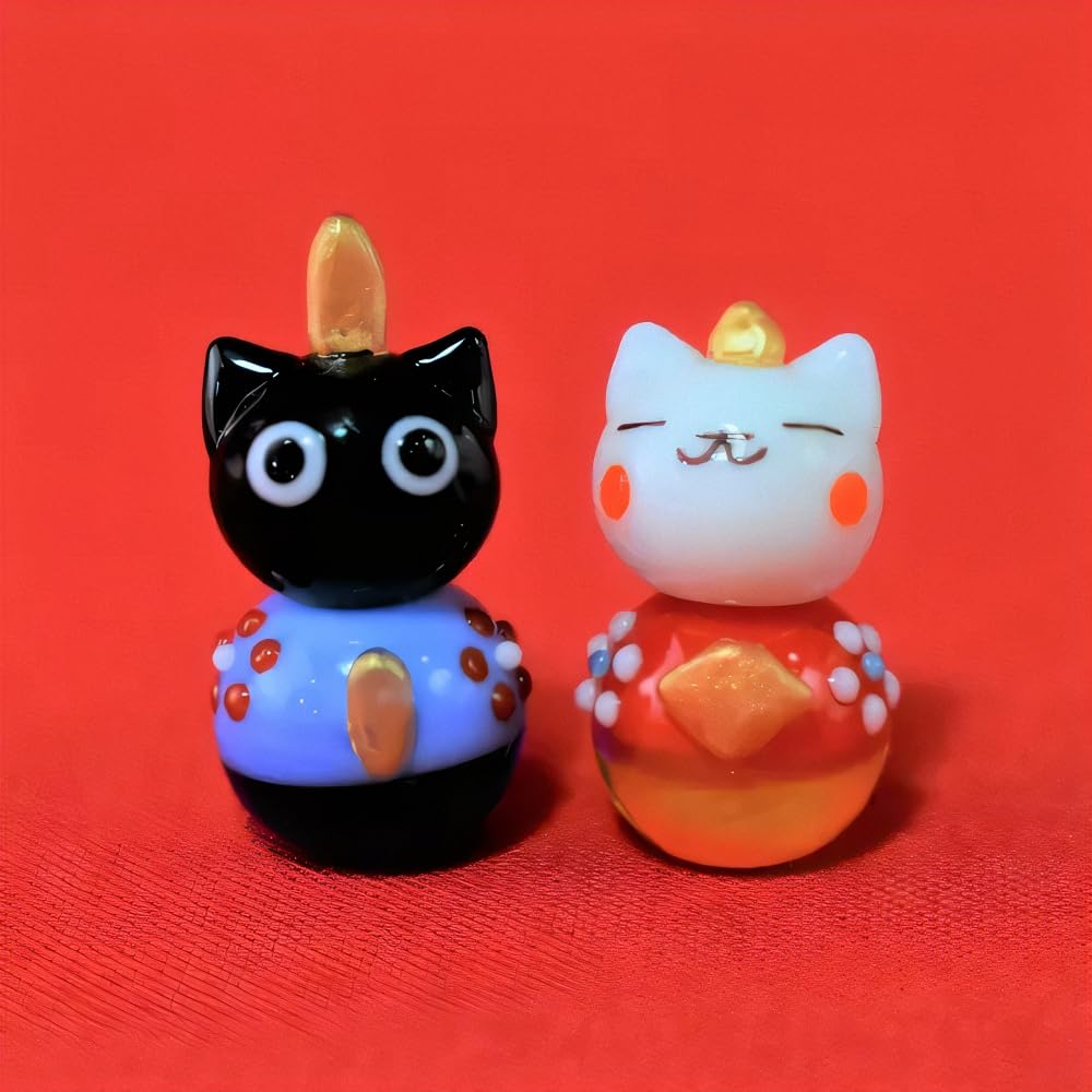 Cute glass Hina dolls by Fourcart, cat dolls