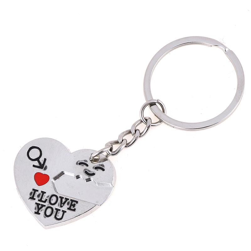 2Pcs/Lot Heart-Shaped Keychain Couple Valentine'S Day Lover Gift Secret Love
