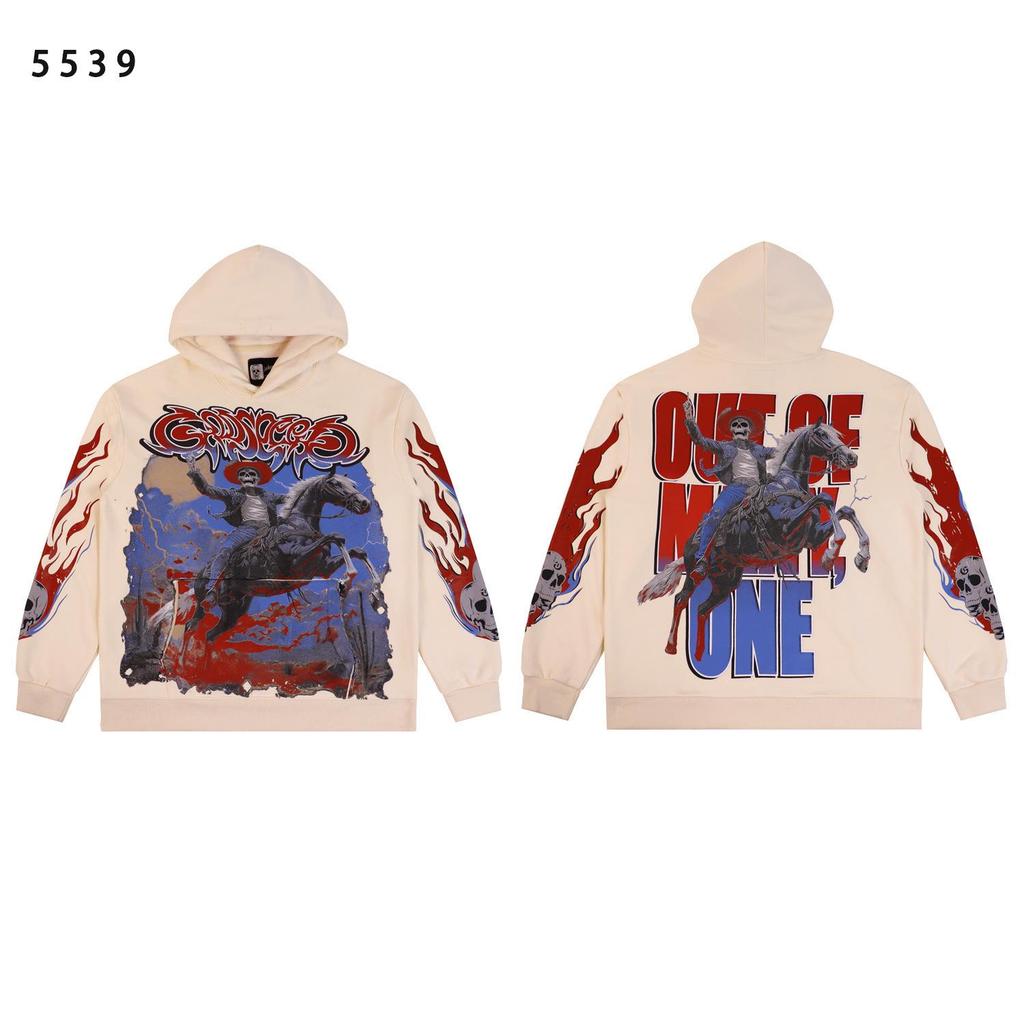 American Trendy GD Rock Retro Distressed Hoodie - Autumn/Winter Fashion