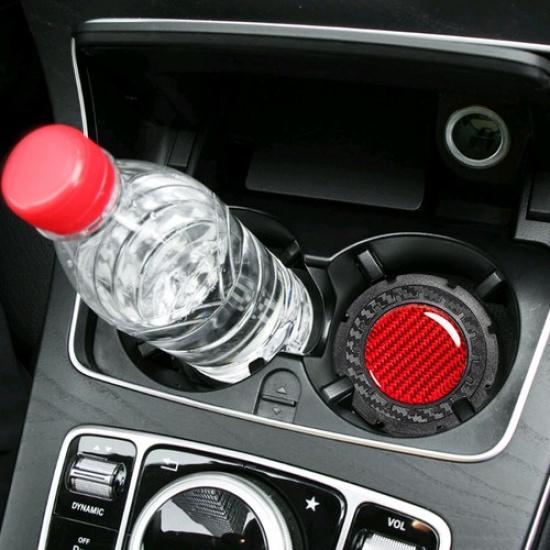 1x Carbon Fiber Car Cup Holder ert Coaster Anti-Slip Mat Pads Car Accessories