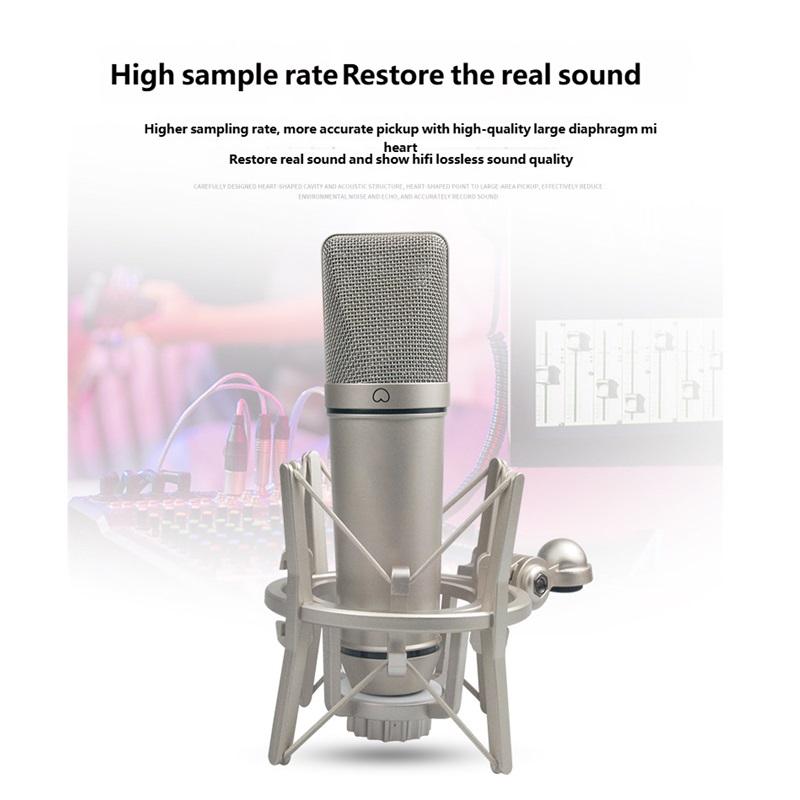Top Studio Metal U87 Condenser Microphone Professional Cardioid Studio Mic for Recording Podcasting Voice Over Streaming Home  A