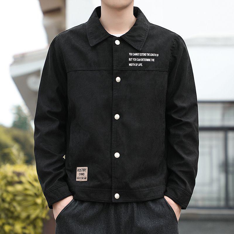 2026 Hong Kong Style Men's Lapel Jacket - Trendy, Handsome, Simple Solid Color Fashion Top