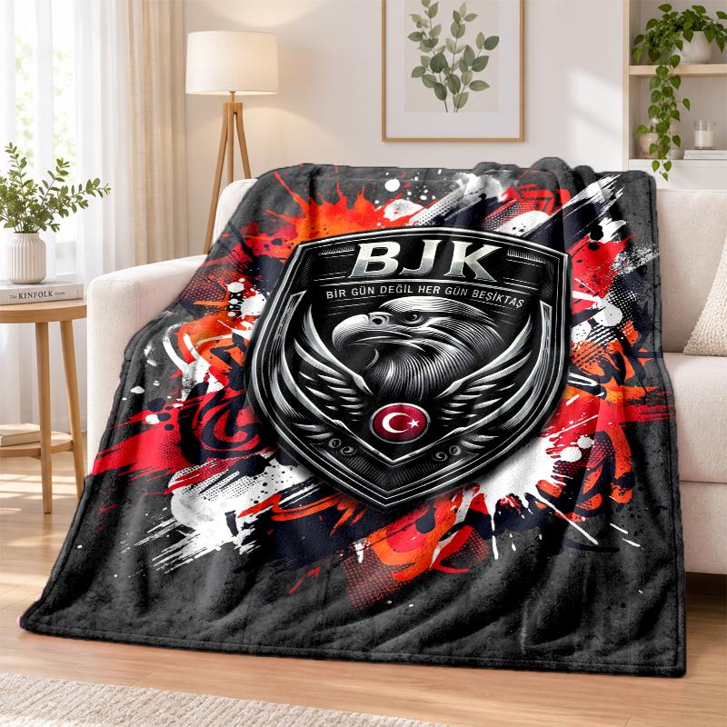 Beşiktaş FC Printed Flannel Blanket Warm Comfort Bed Throw For Indoor Home Decoration
