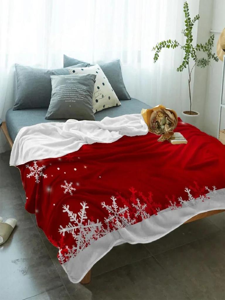 Gemütliche Weihnachts-Schneeflocken Rote Decke für Betten Perfekte Wärme für Wohnkultur Sofa und Reise Tragbar Stilvoll