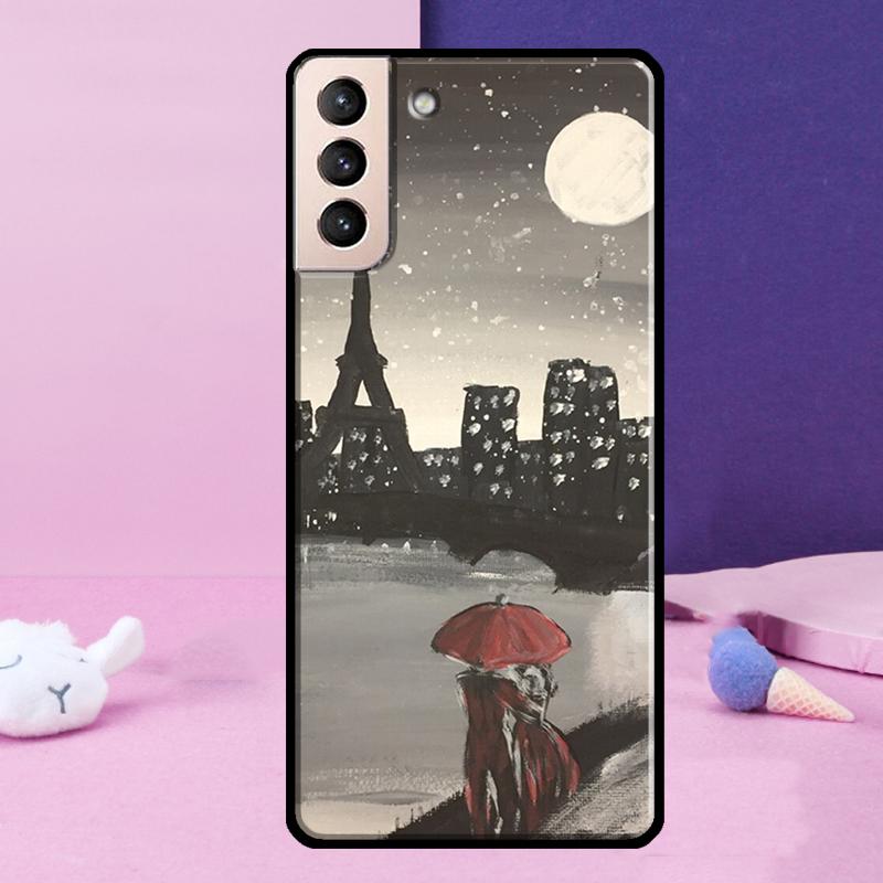 Red Umbrella Eiffel Tower Phone Case For Samsung Galaxy S25 Ultra S24 S23 Ultra S9 S10 S20 S21 S22 Plus S24 FE Cover