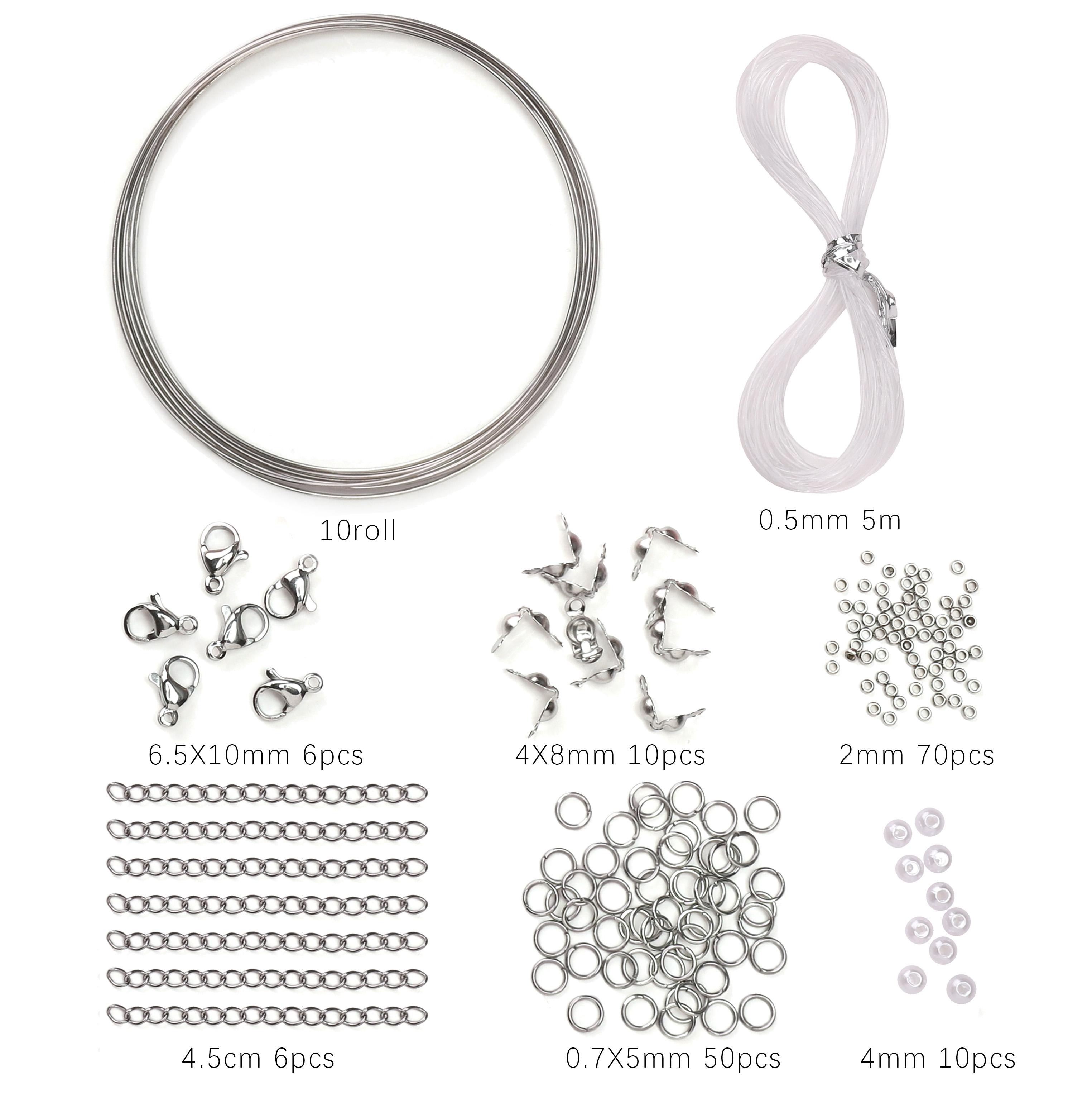 

Пакет материалов из нержавеющей стали: соединительные кольца, застежки, бисер, лобстеры, цепочки