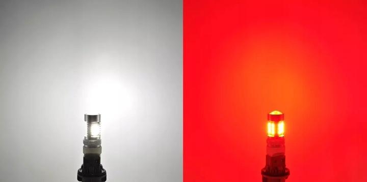 W21/5W Led Żarówka 7443 12V Canbus Biało-Czerwona, Dwukolorowa Mocna