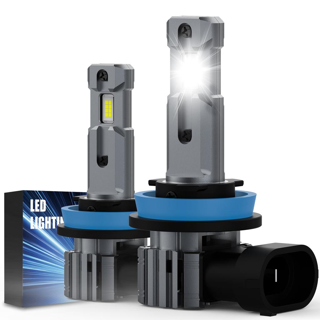 2pcs H11 LED Headlight Bulbs 500% Brighter Wireless Headlight Bulbs, 20000LM Mini Headlight Bulbs Fanless Car Bulb Kit High Low Beam