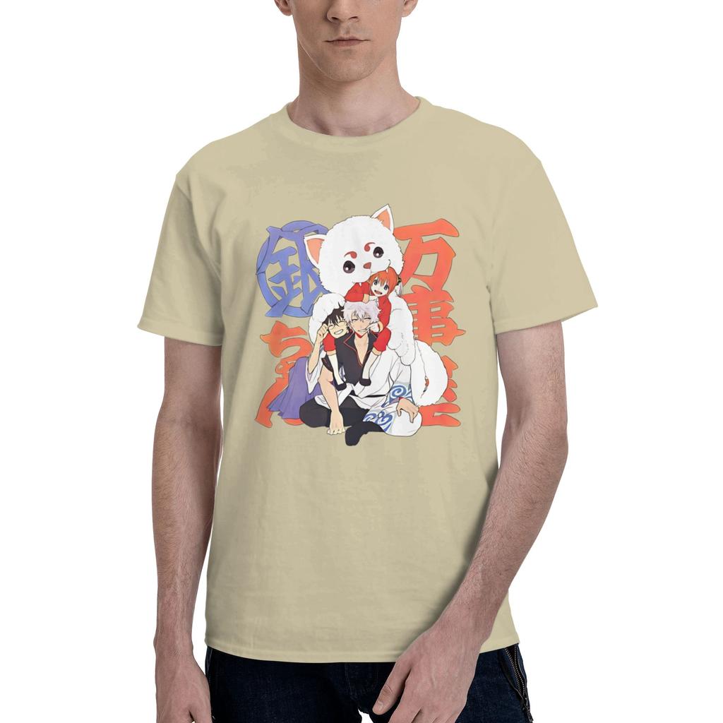 Gintoki Witty Adventures Comedy Chaos Yorozuya Legends Mens Gintama Sleeve Round Neck Pure Cotton Birthday Gift Clothes TShirt
