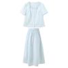 Sancai Plus Size Summer Cardigan Top & A-line Skirt Set