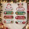 Wooden Christmas Hanging Sign, Multi-panel Christmas Door Wall Decor, Santa Reindeer Holiday Welcome Plaque for Home Porch Decoration