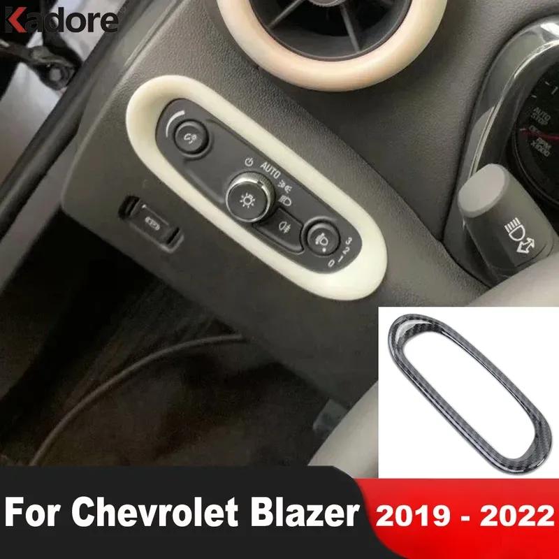 For Chevrolet Blazer Carbon Fiber Car Head Light Lamp Switch Button Panel Cover Trim Interior Accessories