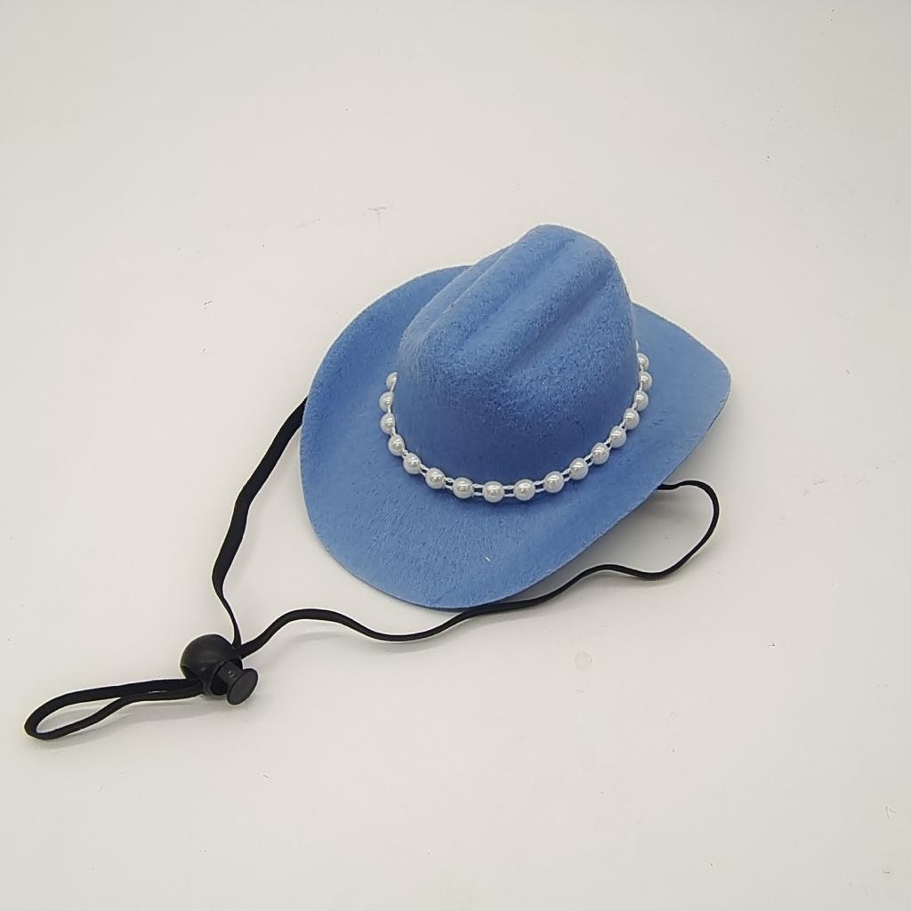 New Pearl Decorated Cowboy Hat Pet Cat Dog Western Cowboy Hat Mini Hat