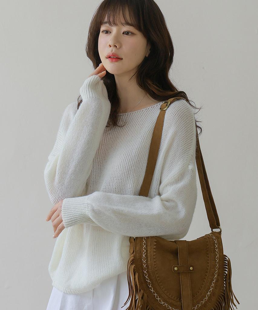 Peulenchisikeu Ohai Boat Neck Loose Fit Knit_51Kn1877