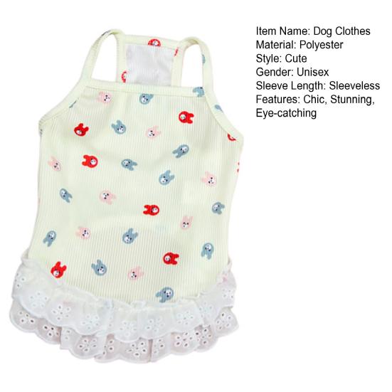 Cute Small Dog Dress Lace Ruffle Trim Girl Dog Tutu Dress Soft Breathable Puppy Vest Summer Pet Outfits for Small Dogs Cats