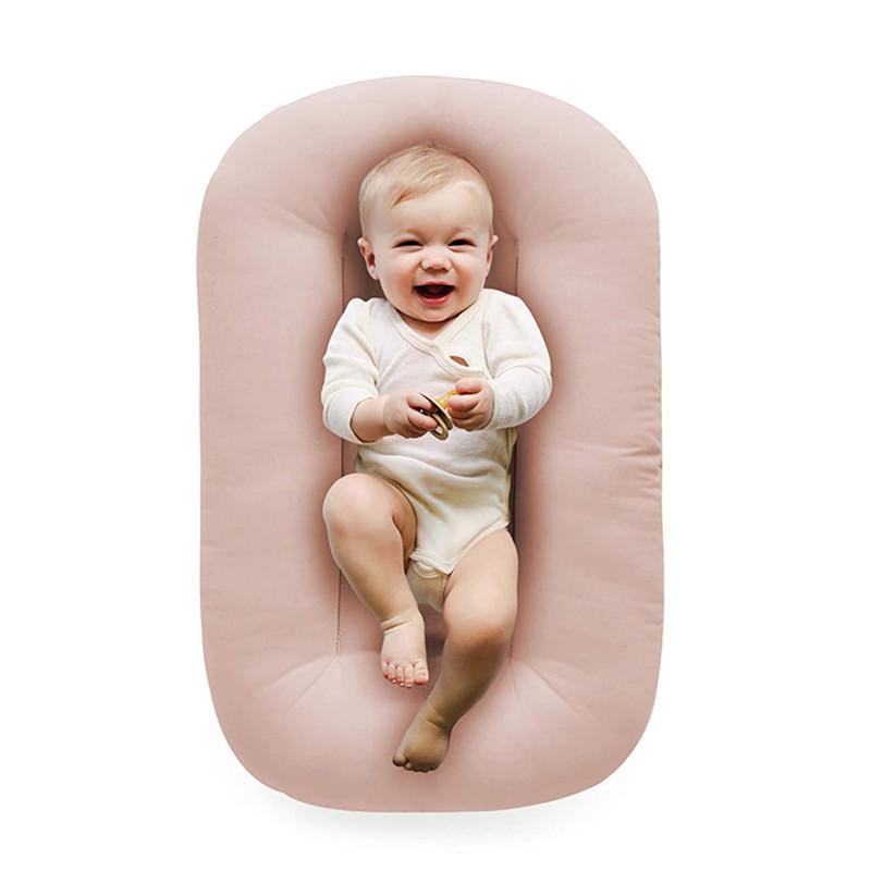 Baby Bassinet Bed Portable Womb Shaped Mattress Removable Washable Cover Infant Sleep Nest Hypoallergenic Microfiber Padding Compact Travel Cot