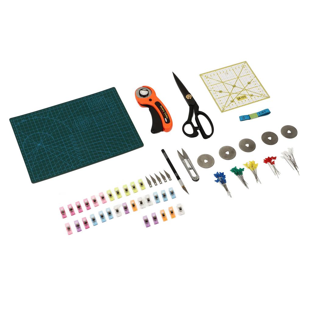 Quilting Kit Cutting Mat Cutting Knives Clips Needles U Shaped Scissors Circular Knifes Rotary