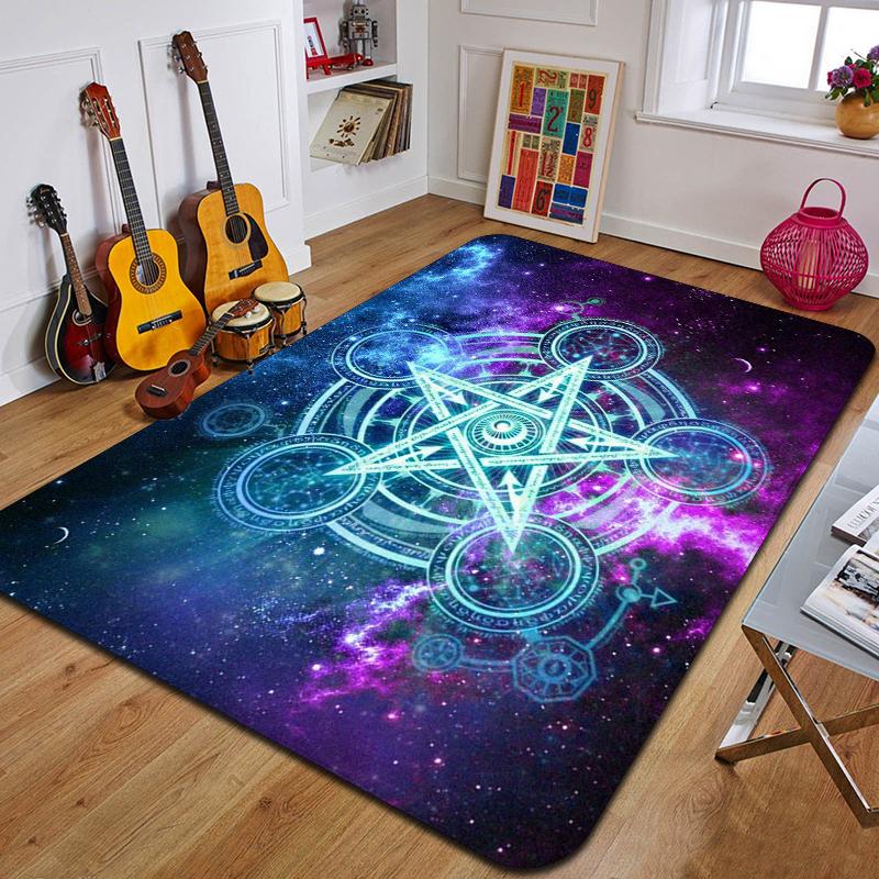 P-Pentagram Printed Carpet Fashion Yoga Mat Non-Slip Carpet Bedroom Decoration Outdoor Carpet Bedroom Birthday Gift