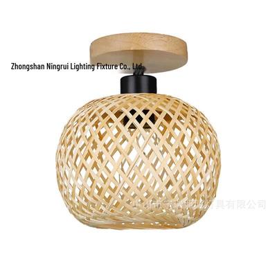 Japanese Wabi-Sabi Rattan Bamboo Ceiling Lamp for Bedroom or Tea Room