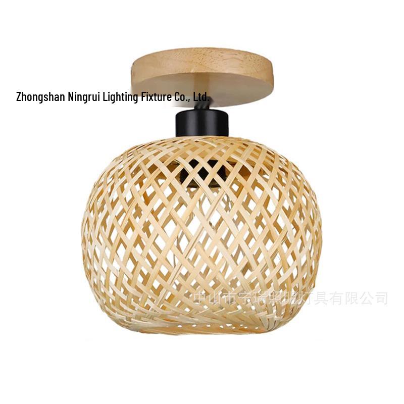 Japanese Wabi-Sabi Rattan Bamboo Ceiling Lamp for Bedroom or Tea Room