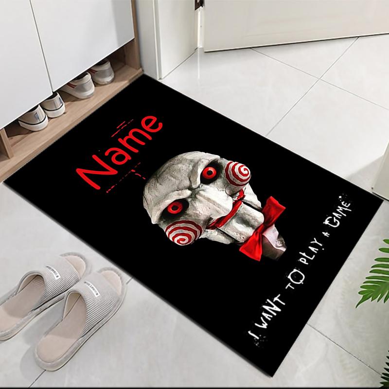 Custom Name Halloween horror Printed Carpet, for Office Chair Living Room Bedroom Kitchen Room Decor Gifts.