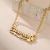 Lemegeton Custom Name Necklace Corrosion Textured Pattern Pendant Women Men Stainless steel Jewelry Personalized Party Gifts