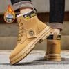 48 Large Size Martin Boots Men's Velvet Thickened Warm Bumblebee Tooling Shoes Medium Top Cotton Shoes Men's Boots Trend