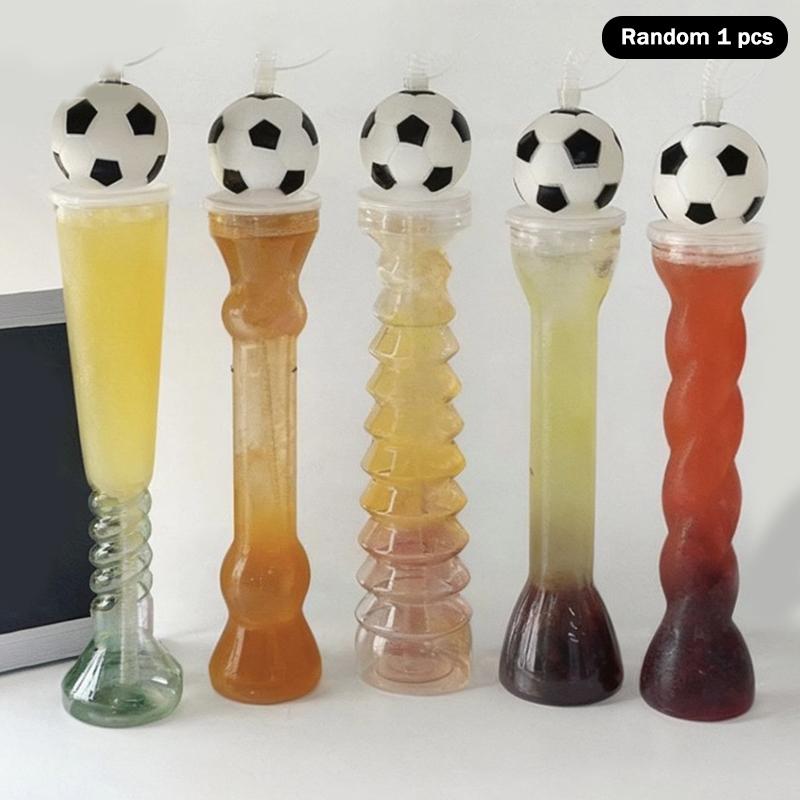 Football Water Bottles Sipper Cups For Milk Tea Coffee Juice Portable Transparent Straws Juice Mug For Birthday Party Fan Bar