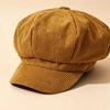 Autumn and Winter Corduroy Star Anise Newsboy Hat Women's Retro Brimmed Beret Showing Face Small Velvet Painter Hat