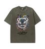 Hip hop washed and worn round neck short sleeve T-shirt fried snowflake retro loose drop shoulder hipster