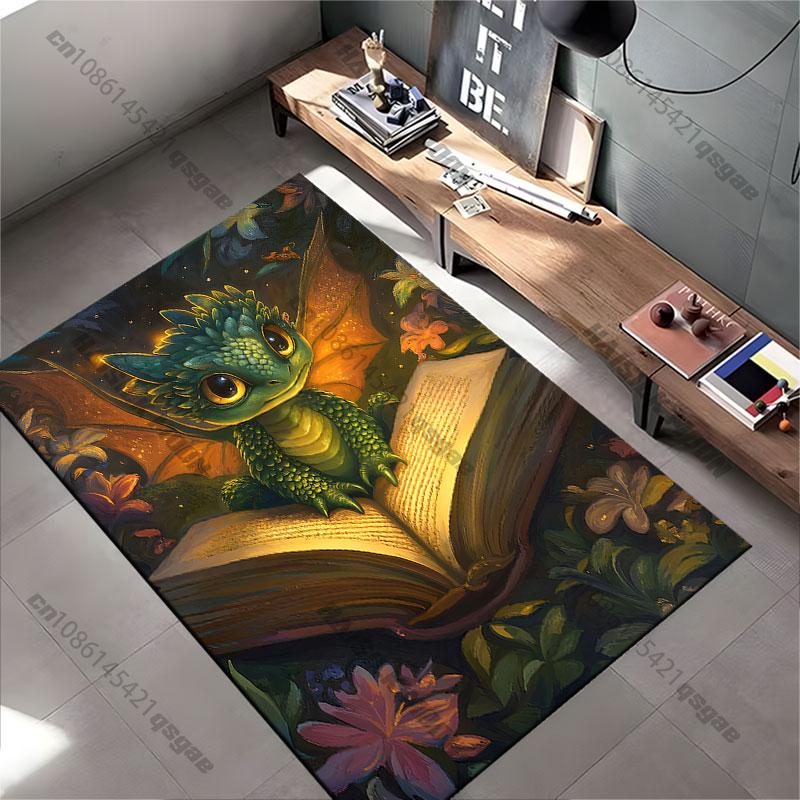 Cute dragon magical book adventure carpet Yoga living room room decor children's crawling mat doormat area rug games mat