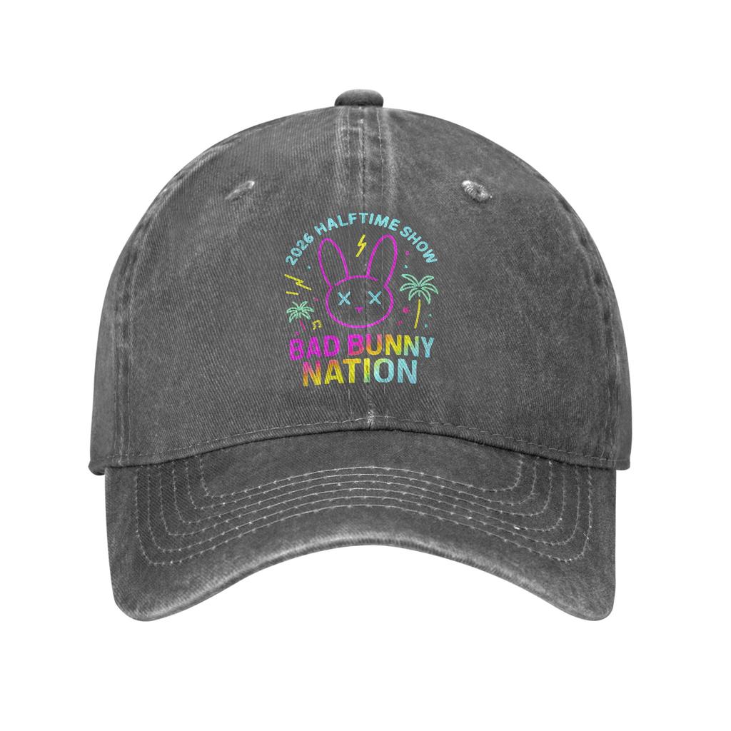 Men Women Bads Bunnys Halftime Show Printed Hat Classic Distressed Denim  Baseball Cap Adjustable