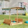 Kids Square Wooden Sandpit, Children Sandbox Outdoor Playset
