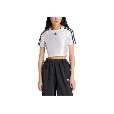 Originály Adicolor Teamgeist Módní Jednoduché Krásné Trendy Jednobarevné Pruhované Tričko s Krátkým Rukávem Raglán Dámské Topy Bílá JD0269